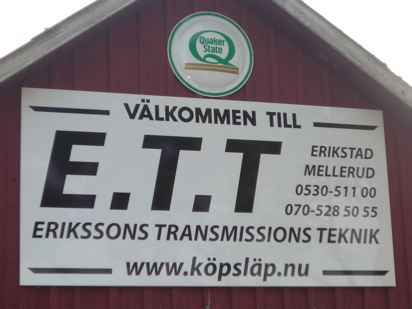 Skylt som visar E.T.T kontaktuppgifter samt hemsidans URL.